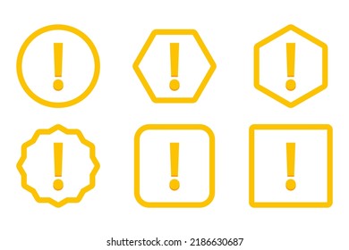 Exclamation mark, Attention sign, Caution icon, Hazard warning symbol, vector mark symbols Yellow style. Exclamation mark Icon Set.