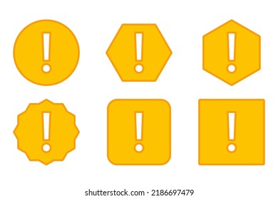 Exclamation mark, Attention sign, Caution icon, Hazard warning symbol, vector mark symbols Yellow style. Exclamation mark Icon Set.
