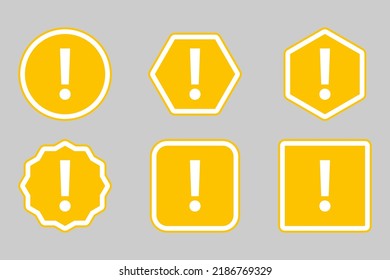 Exclamation mark, Attention sign, Caution icon, Hazard warning symbol, vector mark symbols Yellow style. Exclamation mark Icon Set.