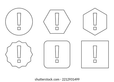 Exclamation mark, Attention sign, Caution icon, Hazard warning symbol, vector mark symbols. Black outline design. Exclamation mark Icon Set.