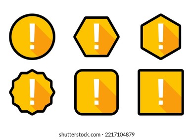 Exclamation mark, Attention sign, Caution icon, Hazard warning symbol, vector mark symbols Yellow style. Black stroke design. Exclamation mark Icon Set.