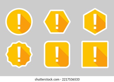 Exclamation mark, Attention sign, Caution icon, Hazard warning symbol, vector mark symbols Yellow style. White stroke design. Exclamation mark Icon Set.