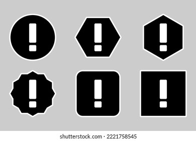 Exclamation mark, Attention sign, Caution icon, Hazard warning symbol, vector mark symbols. White outline design. Exclamation mark Icon Set.