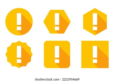 Exclamation mark, Attention sign, Caution icon, Hazard warning symbol, vector mark symbols Yellow style. Exclamation mark Icon Set.