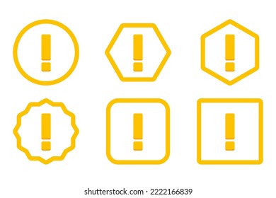 Exclamation mark, Attention sign, Caution icon, Hazard warning symbol, vector mark symbols Yellow style. Exclamation mark Icon Set.