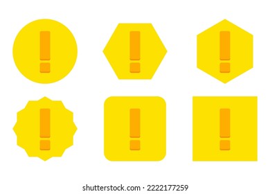 Exclamation mark, Attention sign, Caution icon, Hazard warning symbol, vector mark symbols Yellow style. Exclamation mark Icon Set.