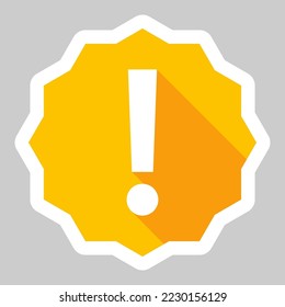 Marca de exclamación, Signo de atención, icono de precaución, símbolo de advertencia de peligro, símbolos de marca vectorial Estilo amarillo. Diseño de trazo blanco. Icono aislado.