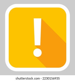 Exclamation mark, Attention sign, Caution icon, Hazard warning symbol, vector mark symbols Yellow style. White stroke design. Isolated icon.