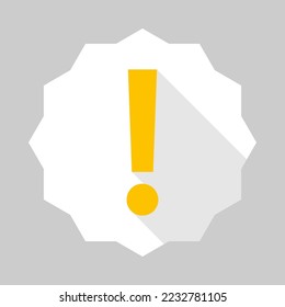 Exclamation mark, Attention sign, Caution icon, Hazard warning symbol, vector mark symbols Yellow style. Isolated icon.