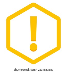 Exclamation mark, Attention sign, Caution icon, Hazard warning symbol, vector mark symbols Yellow style. Isolated icon.