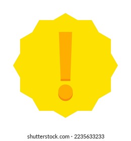 Marca de exclamación, Signo de atención, icono de precaución, símbolo de advertencia de peligro, símbolos de marca vectorial Estilo amarillo. Icono aislado.