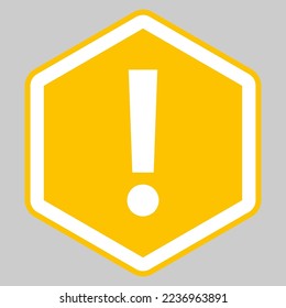 Exclamation mark, Attention sign, Caution icon, Hazard warning symbol, vector mark symbols Yellow style. Isolated icon.