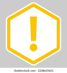 Exclamation mark, Attention sign, Caution icon, Hazard warning symbol, vector mark symbols Yellow style. Isolated icon.