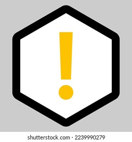 Exclamation mark, Attention sign, Caution icon, Hazard warning symbol, vector mark symbols Yellow style. Isolated icon.
