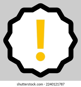 Exclamation mark, Attention sign, Caution icon, Hazard warning symbol, vector mark symbols Yellow style. Isolated icon.