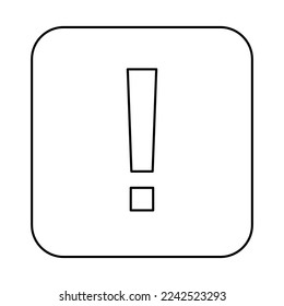 Marca de exclamación, Signo de atención, icono de precaución, símbolo de advertencia de peligro, símbolos de marca vectorial. Diseño de contorno negro. Icono aislado.