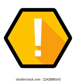 Exclamation mark, Attention sign, Caution icon, Hazard warning symbol, vector mark symbols Yellow style. Black stroke design. Isolated icon.