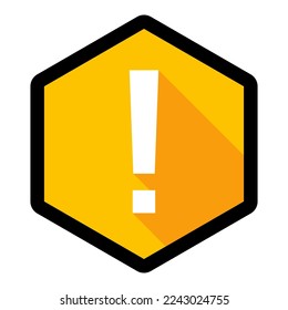Marca de exclamación, Signo de atención, icono de precaución, símbolo de advertencia de peligro, símbolos de marca vectorial Estilo amarillo. Diseño de trazo negro. Icono aislado.