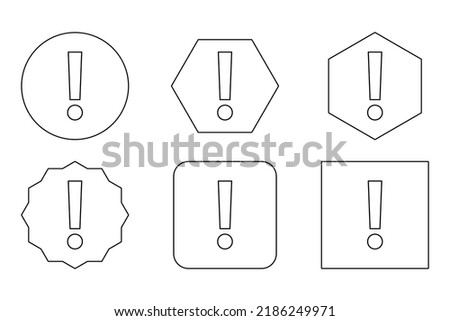 Exclamation mark, Attention sign, Caution icon, Hazard warning symbol, vector mark symbols. Black outline design. Exclamation mark Icon Set.