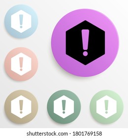 exclamation mark badge color set. Simple glyph, flat vector of web icons for ui and ux, website or mobile application
