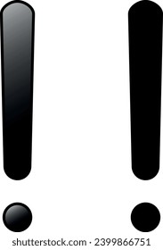Marca de exclamación. Icono negro de la exclamación. Símbolo de precaución. Diseño gráfico simple. Con y sin sombra.