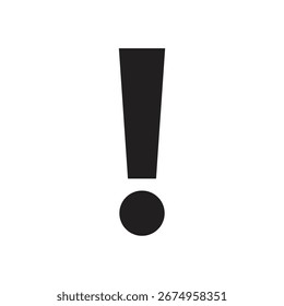 Icono de signo de exclamación negro. Advertencia, atención, problema, error, problema, notificación, símbolo de alerta. Ilustración vectorial. Trazo editable. Diseño plano. Firme para infografía, App, negocios.