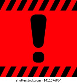 Exclamation mark black on a red background, vector illustration for design.