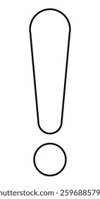 exclamation mark, black and white vector simple illustration of exclamation point symbol, isolated on white background