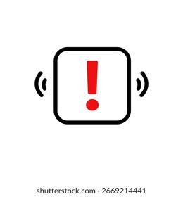 Signo de exclamación en un cuadrado de contorno negro con líneas onduladas, que indica la urgencia o las notificaciones de alerta.