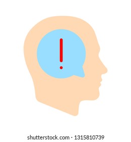 exclamation mark with brain isolated. Flat vector inspiration illustration. idea. inspiration mind - creative thinking exclamation mark with brain isolated. Flat vector inspiration illustration. idea. inspiration mind - creative thinking