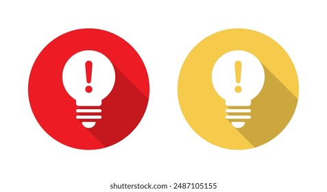 Exclamation mark bulb icon with long shadow. Warning sign symbol