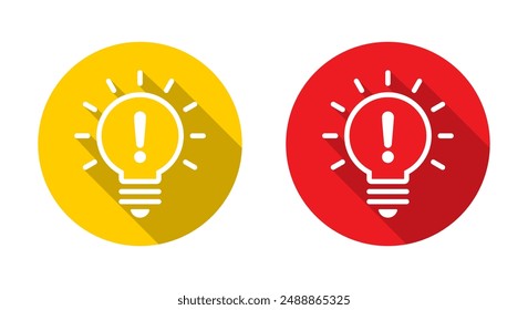 Lámpara de signo de exclamación con sombra larga. Concepto de advertencia