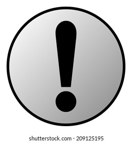 Exclamation mark button on white. Vector illustration.