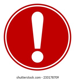 Exclamation mark button on white. Vector illustration.