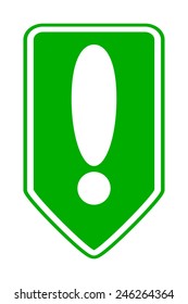 Exclamation mark button on white background. Vector illustration.