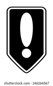 Exclamation mark button on white background. Vector illustration.