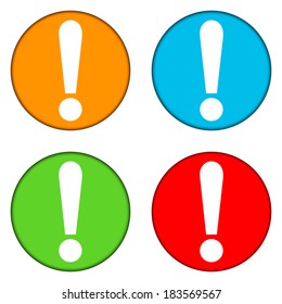 Exclamation mark buttons set on white.