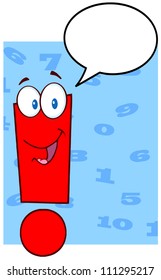 Exclamation Mark Cartoon Character With Speech Bubble