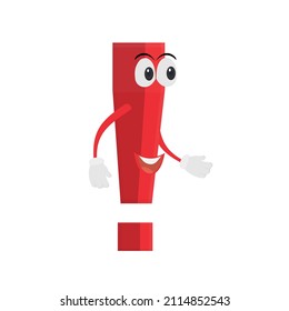 Exclamation mark. Cartoon character, vector illustration