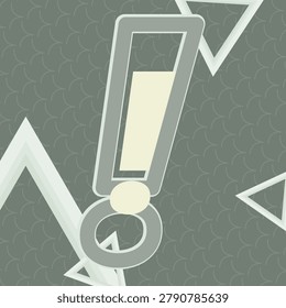 EXCLAMATION MARK character concept in light stale forest palette with angular triangle rings edge rings