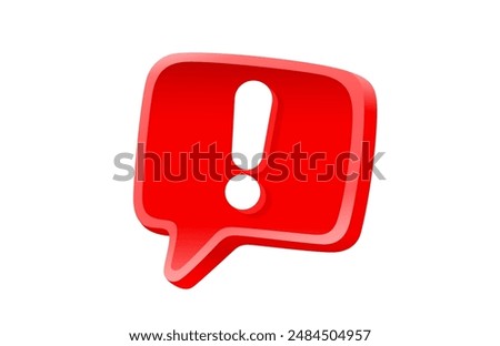 Exclamation mark in chat frame, symbol of important information. Vector illustration