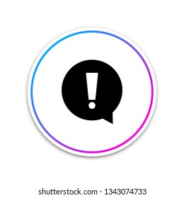 Exclamation mark in circle icon isolated on white background. Hazard warning symbol. Circle white button. Vector Illustration