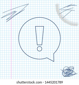 Exclamation mark in circle line sketch icon isolated on white background. Hazard warning symbol. Vector Illustration