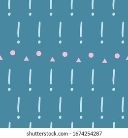 Exclamation mark circle and triangle seamless pattern background. Hand drawn vector elements.Vector sketch question marks background