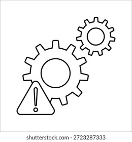 Ponto de exclamação com roda dentada, que indica o ícone do aviso