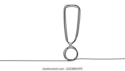 Exclamation Mark Continuous Line Art Sign Drawing Point Single. Bold Exclamation Mark Vector Illustration: Grab Attention and Solve Problems. Best Vector Illustration Important Messages and Warnings