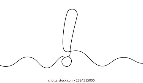 Exclamation Mark Continuous Line Art Sign Drawing Point Single. Bold Exclamation Mark Vector Illustration: Grab Attention and Solve Problems. Best Vector Illustration Important Messages and Warnings