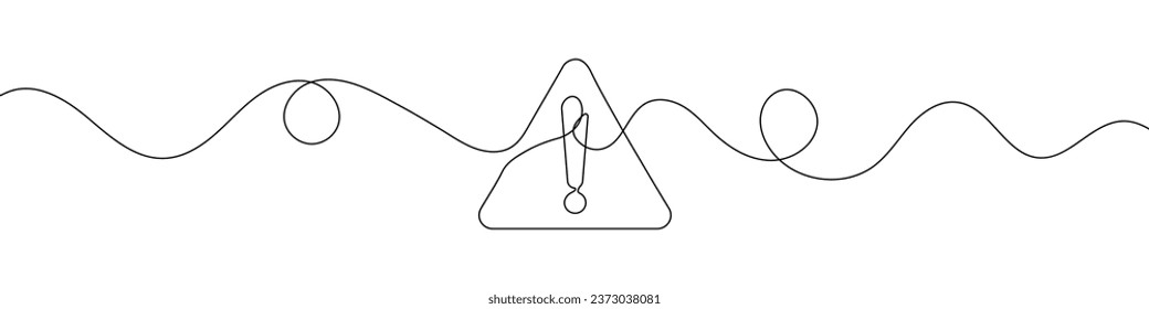 Exclamation mark in continuous line drawing style. Line art of of an exclamation mark. Vector illustration. Abstract background