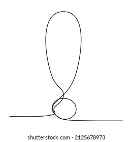 Exclamation mark continuous line one line drawing doodle style isolated vector illustration