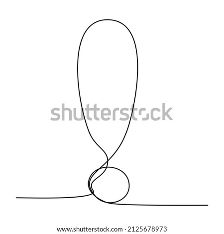 Exclamation mark continuous line one line drawing doodle style isolated vector illustration